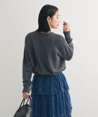 Green Parks シャギーロゴニットプルオーバー Charcoal Gray