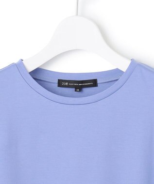 23区 【洗える】シルキータフタコンビ ペプラム カットソー スカイブルー系