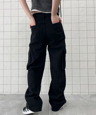 WEGO マルチポケットワイドカーゴパンツ ブラック
