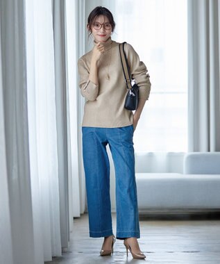 Tiaclasse 【洗える】タートルボタンニットトップス ベージュ