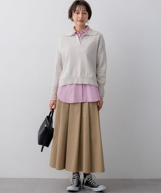 23区 【先行予約】CANCLINI シャーティング ルーズフィットシャツ ピンク×サックスストライプ