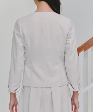 Tiaclasse L 【ダブルクロス・洗える】カラーレスジャケット グレージュ