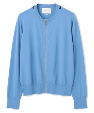 BEIGE， 【洗える】NADIA / レザーラインジップカーディガン Sky