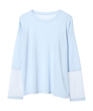 Green Parks 袖チュールドッキングプルオーバー Sax