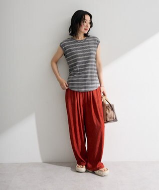 Green Parks マルチボーダーフレンチプルオーバー Gray
