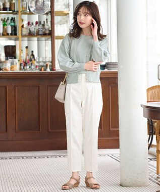 ANY SIS 【洗える】タックスリーブパール調 ニット ミント