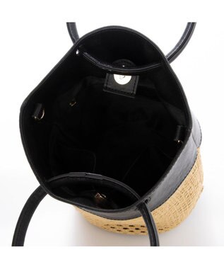 UNBILLION ペルケ perche / エステルメッシュ・牛革丸手2wayバケツバッグ ブラック