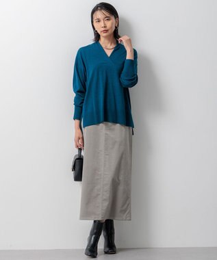 23区 【洗える】ウールテンジク Vネック ニット ダークグリーン系