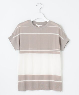 自由区 L 【WEB限定・洗える】ニットソーボーダー トップス サンド×オフ