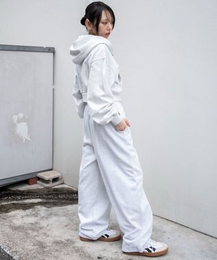 WEGO 【ウエストゴム】スウェットワイドパンツ アッシュグレー