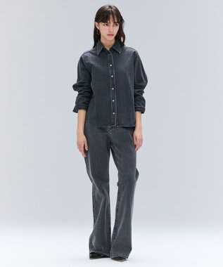 BEIGE， 【洗える・BAILA 11月号掲載】MARKEL / ボウタイ付きシャツカラーデニムシャツ Slate