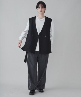 WEGO 【ユニセックス着用ITEM】TRノーカラーベスト ブラック