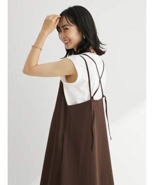 Green Parks 表面感キャミワンピース Brown