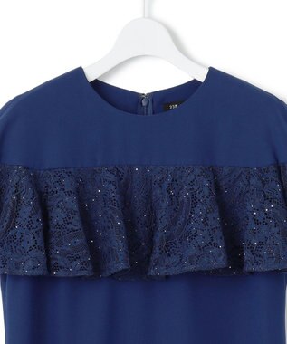 23区 【APPLAUDIR】スパンコールレース フリルコンビドレス ブラック系