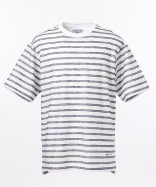 JOSEPH ABBOUD MOUNTAIN 【SPACE】OGリネンボーダー Tシャツ ブルー系2