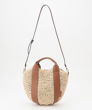 LA BAGAGERIE 【maison vert】 【ペーパー素材・多収納】ラウンド2WAYかごバッグ キャメル