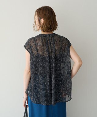 YECCA VECCA シアードット柄ブラウス Black