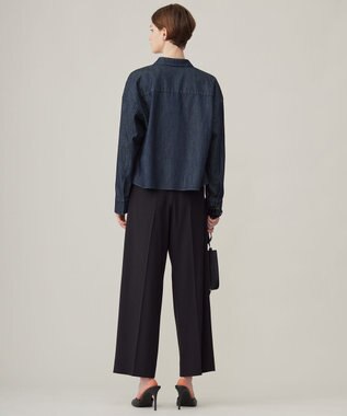 ICB 【洗える】コットンリヨセルデニム クロップドシャツ インディゴ系