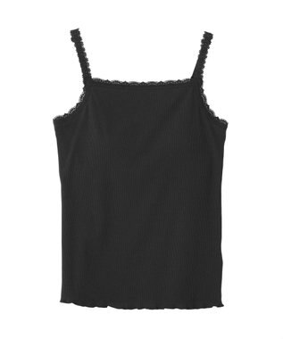earth music&ecology カップ付レースキャミソール Black