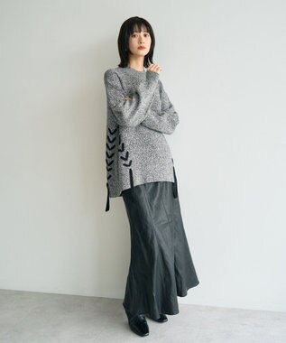 YECCA VECCA レースアップニット Gray Mixture