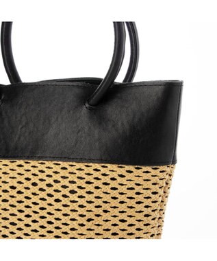 UNBILLION ペルケ perche / エステルメッシュ・牛革丸手2wayバケツバッグ ブラック