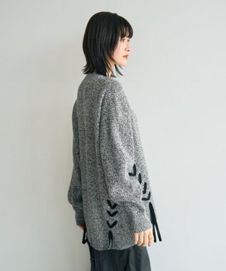 YECCA VECCA レースアップニット Gray Mixture