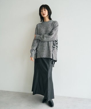 YECCA VECCA レースアップニット Gray Mixture