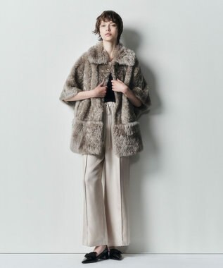 GRACE CONTINENTAL ムートンポンチョコート グレー