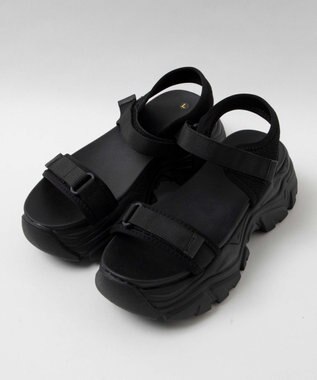 WEGO 【S～XLサイズ】厚底ダッドスポーツサンダル ブラック