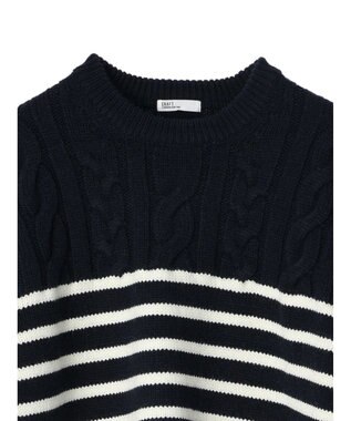 CRAFT STANDARD BOUTIQUE ケーブル×ボーダードッキングプルオーバー Border Navy
