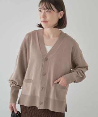 Green Parks 洗える　Ｖネックカーディガン Gray Beige