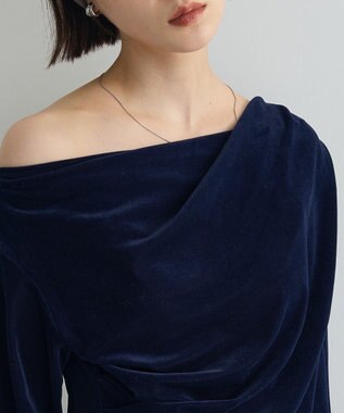 Green Parks シアーベロアオフショル長袖プルオーバー Navy