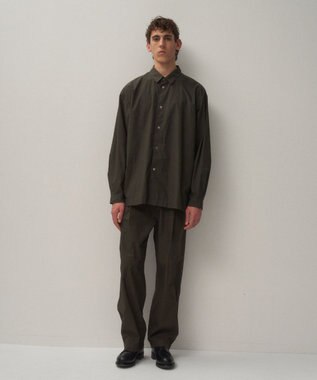 ATON SHRINK COTTON LAWN | ルーズフィットパンツ - UNISEX DARK BROWN