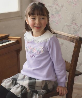 ANY KIDS 裏毛 モシャモシャ ロゴ トレーナー ラベンダー