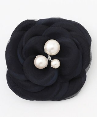 組曲 エアリーフラワーパールコサージュ ネイビー系