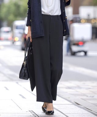 J.PRESS LADIES L 【WEB限定カラーあり・洗える】セラテリーダブルクロス セミワイド パンツ ブラック系