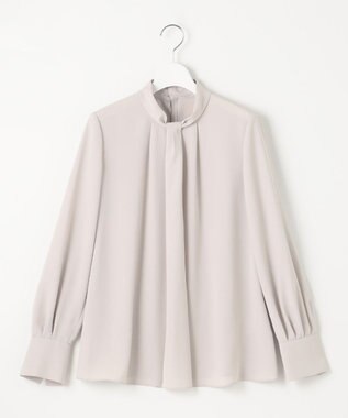 自由区 【洗える】ライトサテン ブラウス ライトグレー系