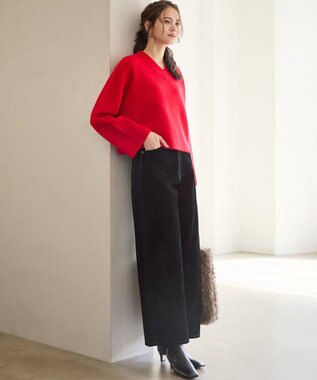 23区 S 【SLOW/一部店舗限定】ソフトウール Vネック ニット レッド系