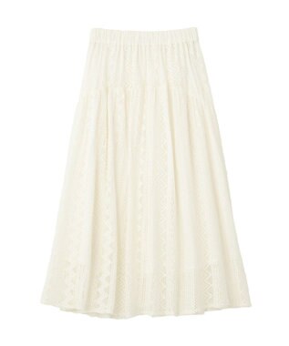 Green Parks ラウンド切替インドコットンレーススカート Off White