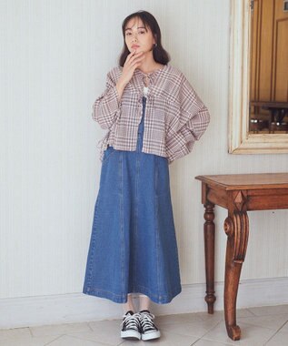 earth music&ecology ワッシャードロスト羽織りシャツ Check Mocha