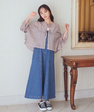 earth music&ecology ワッシャードロスト羽織りシャツ Check Mocha