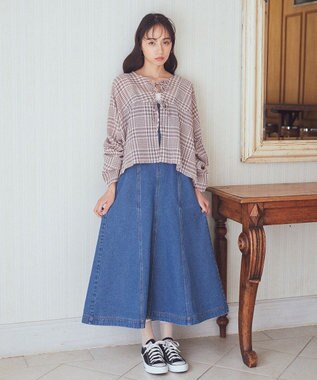 earth music&ecology ワッシャードロスト羽織りシャツ Check Mocha