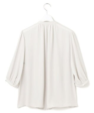 23区 L ライトバックサテンアムンゼン ギャザーブラウス ライトグレー系