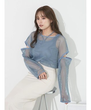 earth music&ecology ＳＥＴ２点メッシュプルオーバー＋タンクトップ Ivory