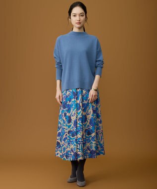 自由区 S 【SHIHOさん着用】アートタッチフラワープリント スカート ターコイズ系