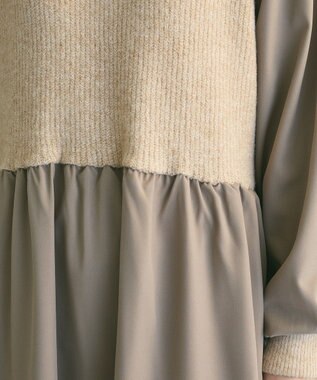 Green Parks ａ．布帛切り替えニットミニワンピース Beige