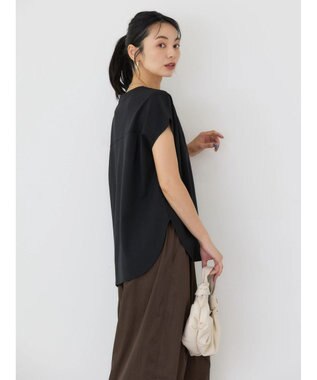 AMERICAN HOLIC 接触冷感フレンチスリーブタックポンチプルオーバー Black