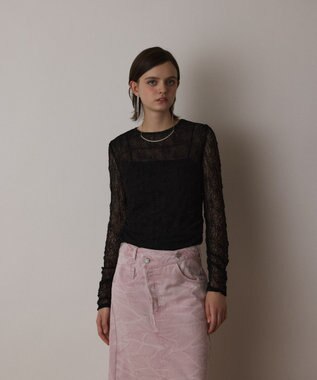 GRACE CONTINENTAL シアーレースカットトップ ブラック