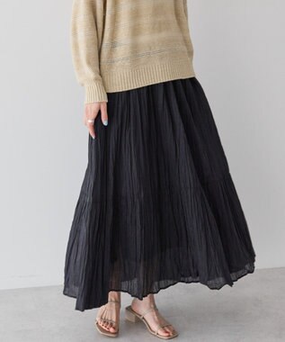 AMERICAN HOLIC ボイルクリンクルティアードスカート Black