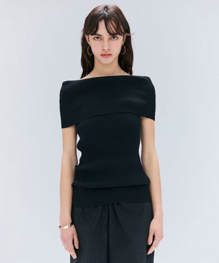 【洗える】BRERA / オフショルダーストレッチリブニット